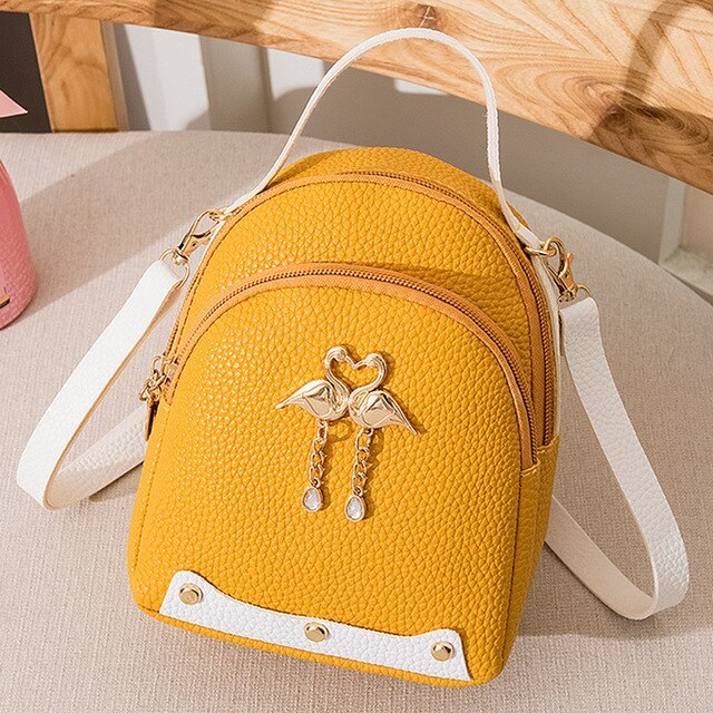 Women'S Solid Color Leather Little Swan Backpack