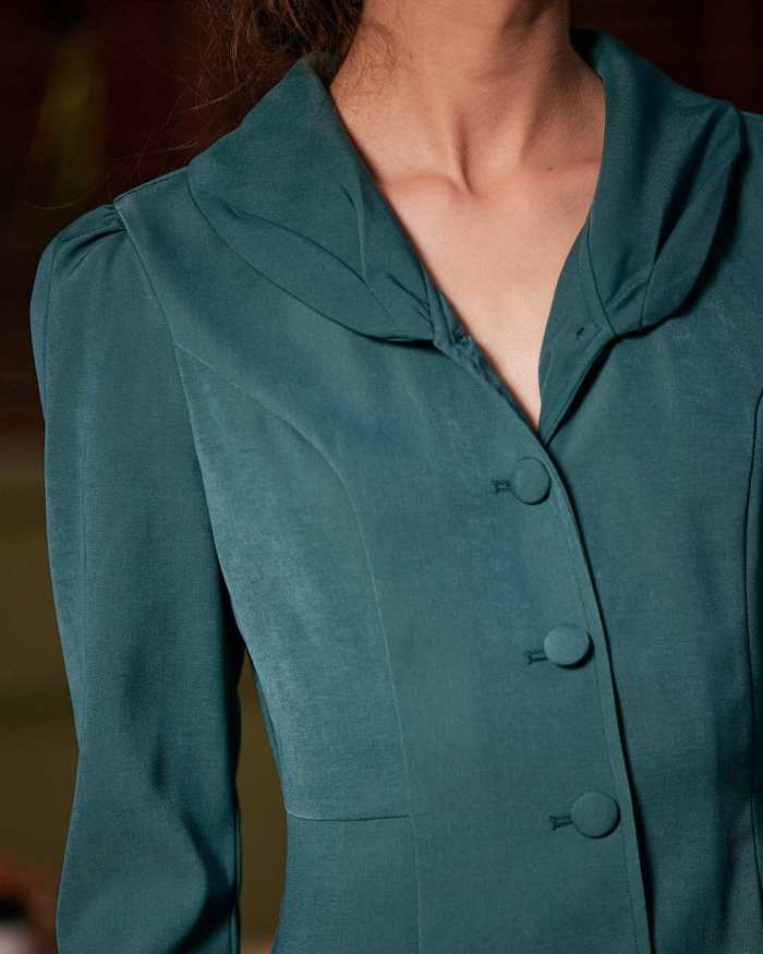 The Solid Vintage Single-Breasted Midi Dress