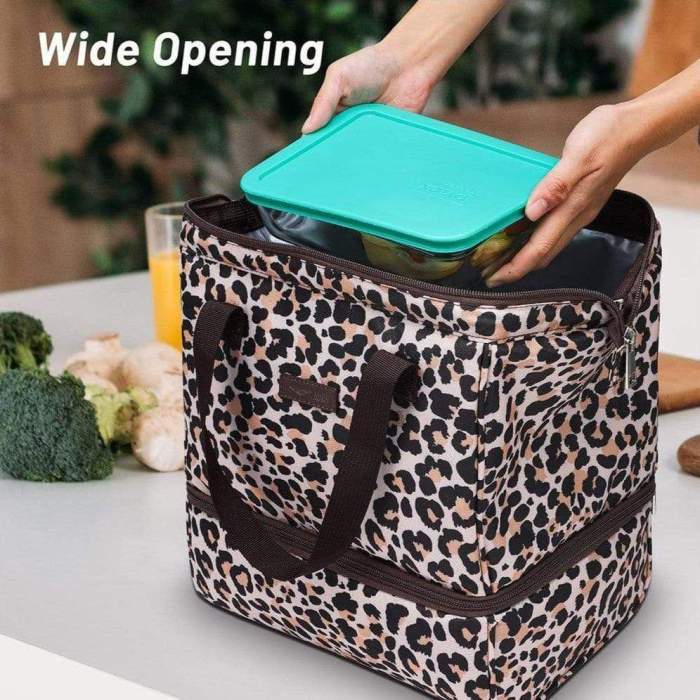 Insulated Lunch Bags With Dual Compartment Wide Open