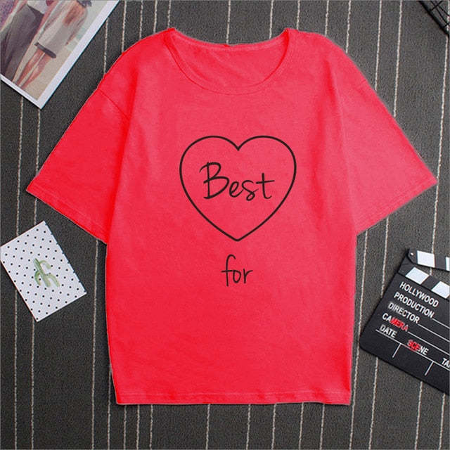 Matching Letter Print Girl Couples Clothes Sister T-Shirt