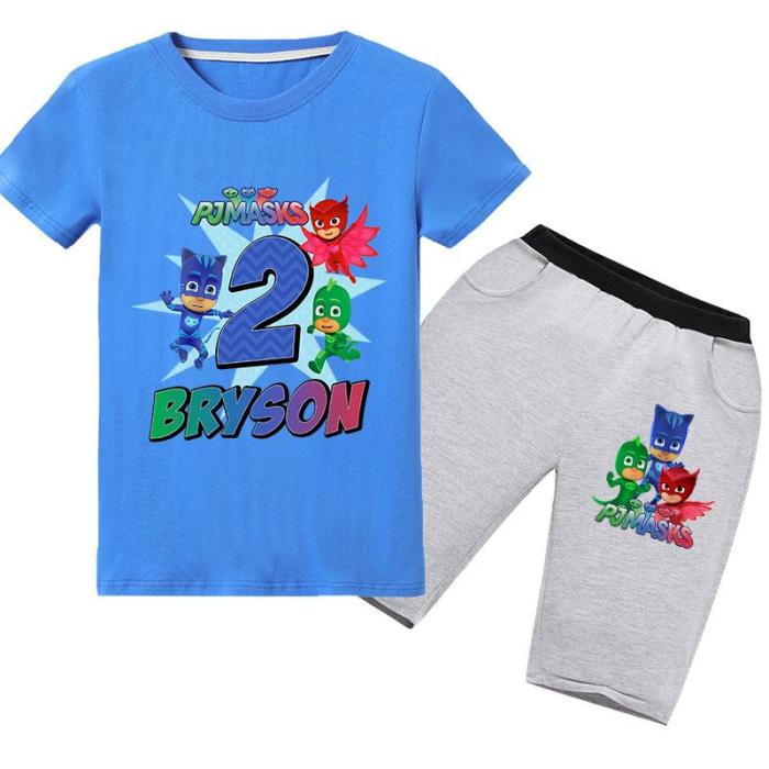 Pj M 2 Bryson Gekko Owlette Catboy Print Boys Girls T Shirt And Shorts