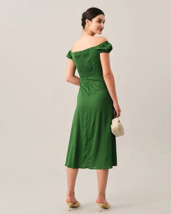 The Side Split Off-The-Shoulder Midi Dress