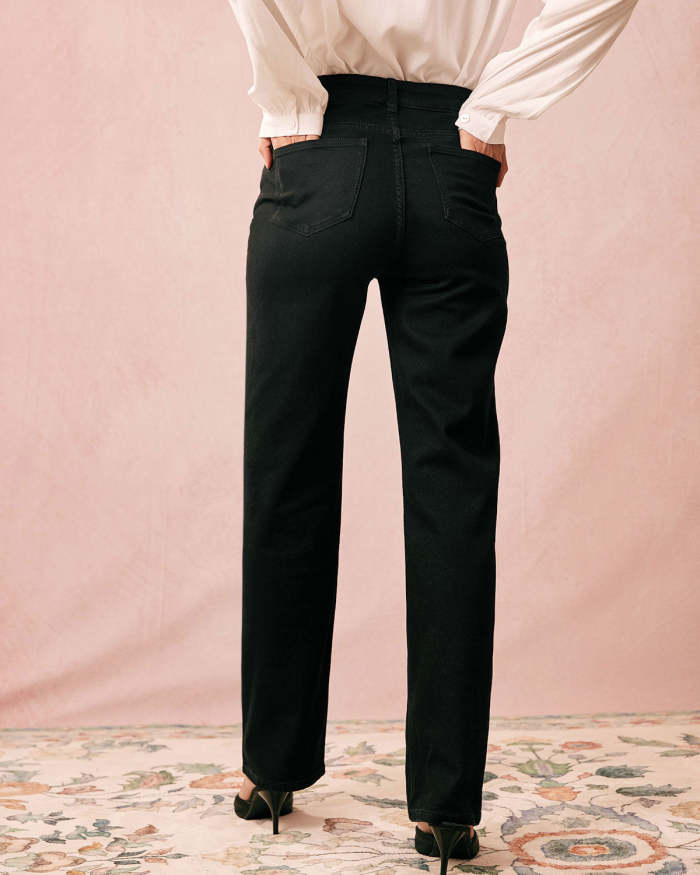The Black High Waisted Straight Jeans