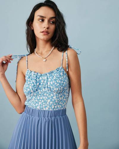 The Tie Strap Ruched Cami Top