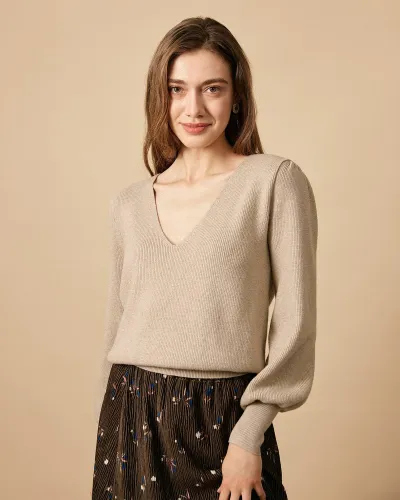 The Solid V Neck Knit Sweater