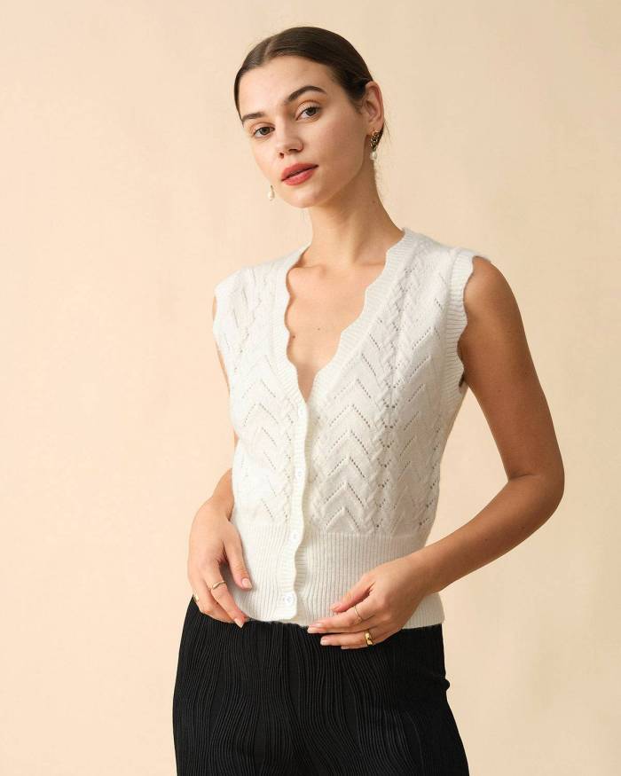 The V Neck Ribbed Button-Up Sweater Vest