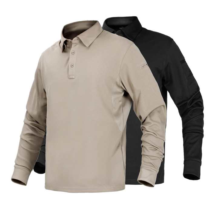 Men'S Outdoor Tactical Long Sleeve Polo Shirts Quick Dry