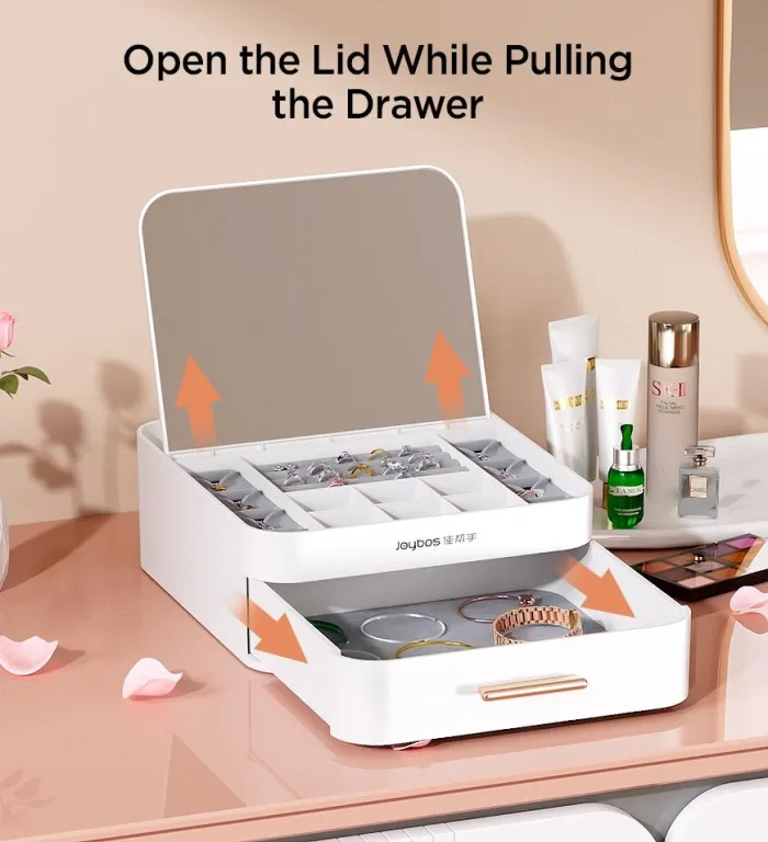 Portable Travel Jewelry Organizer Case With Mirror