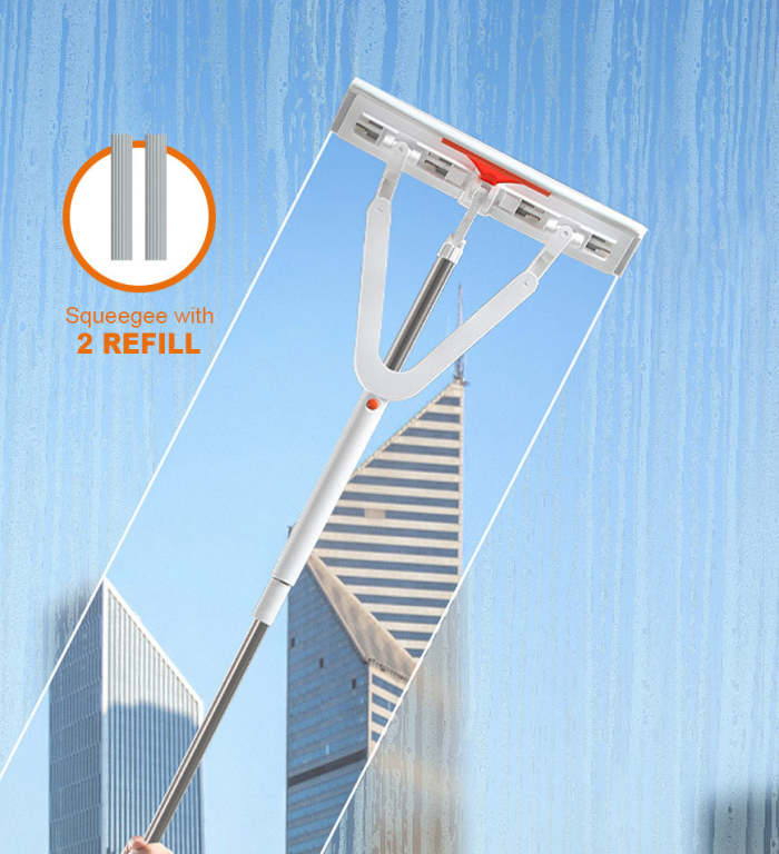 2 In 1 Squeegee Window Cleaner With Long Extension Pole