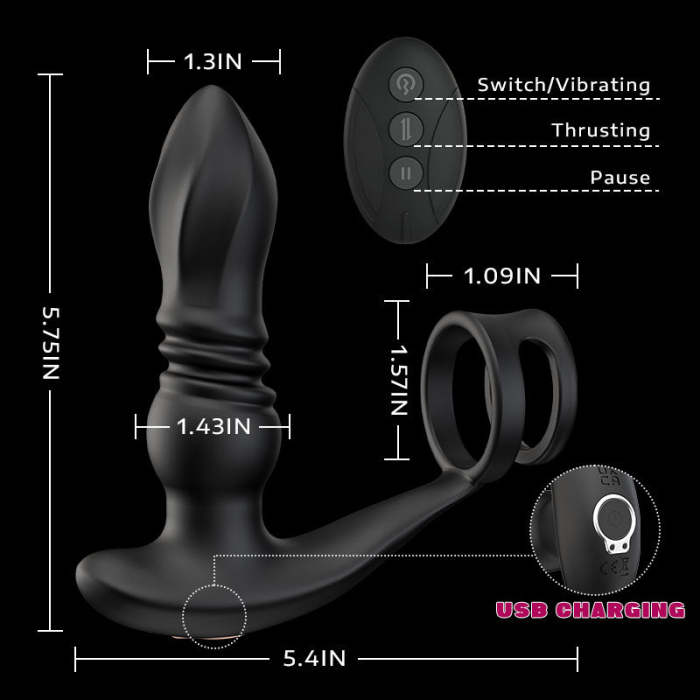 [Pre-Sale 30 Days] Ellis-7 Thrusting & Vibrating Drill Spirals Double Cock Rings Prostate Massager