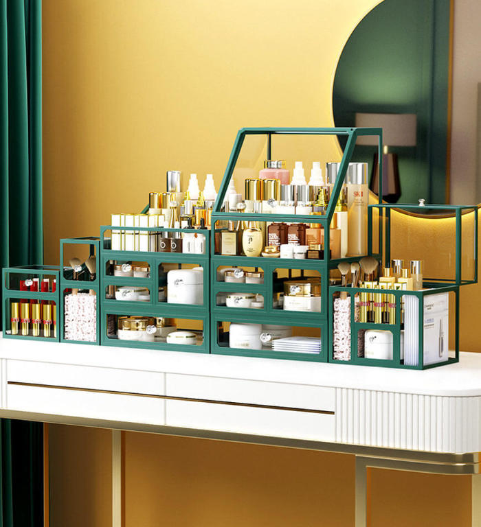 Multifunctional Waterproof And Dustproof Emerald Glass Cosmetic Storage
