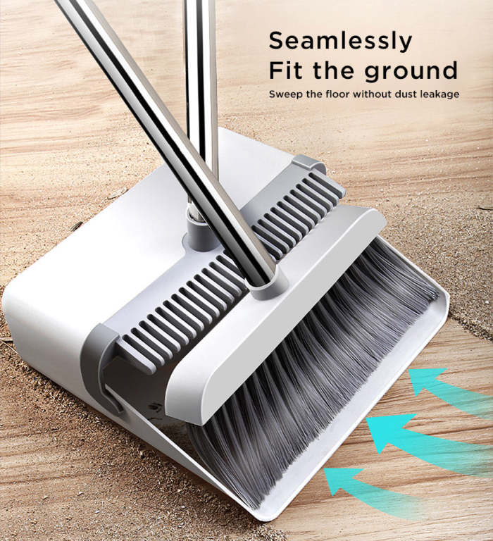 Standing Dustpan And Broom  For Indoor Lobby Office Kitchen Sweeping