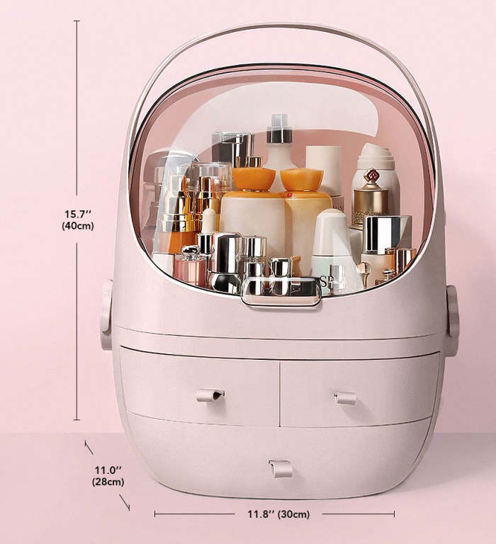 Pink Waterproof Dust Proof Cosmetic Storage Box