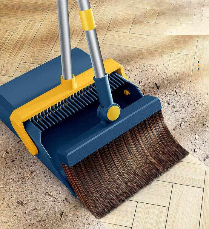Broom And Windproof Dustpan With Adjustable Handle