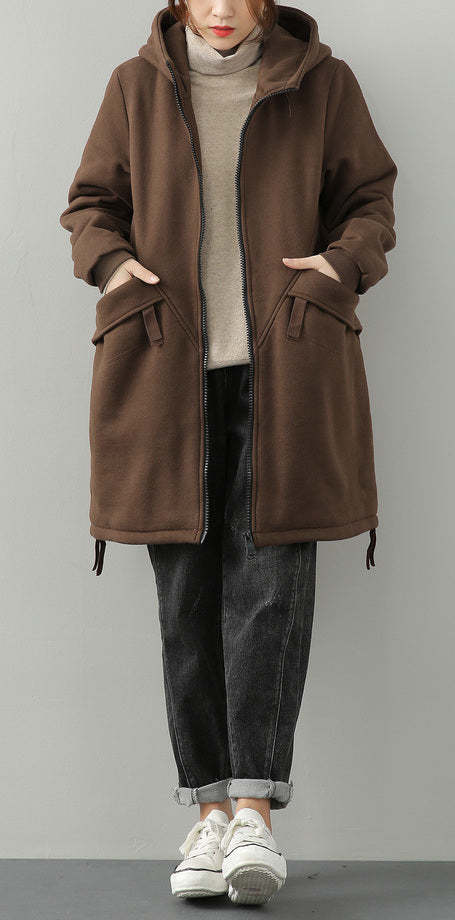 Winter Hooded Warm Mid-Length Coat