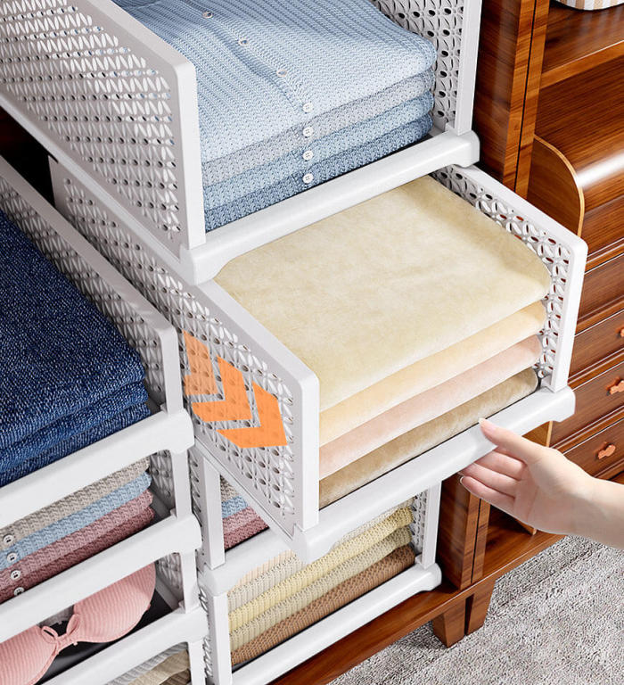 Stackable Clothes Storage Basket All White