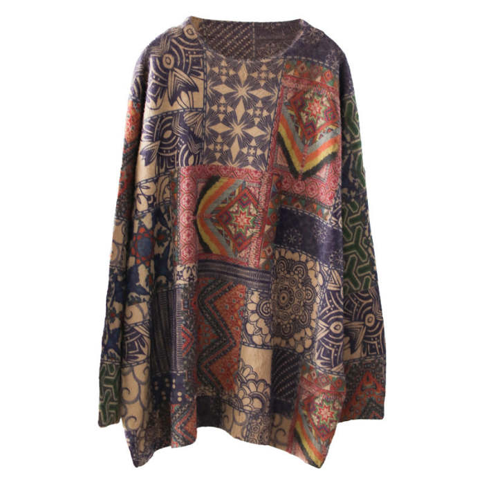 Autumn Vintage Crewneck Print Sweater