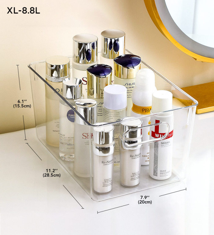 Clear Plastic Storage Organizer Container Bins With Cutout Handles