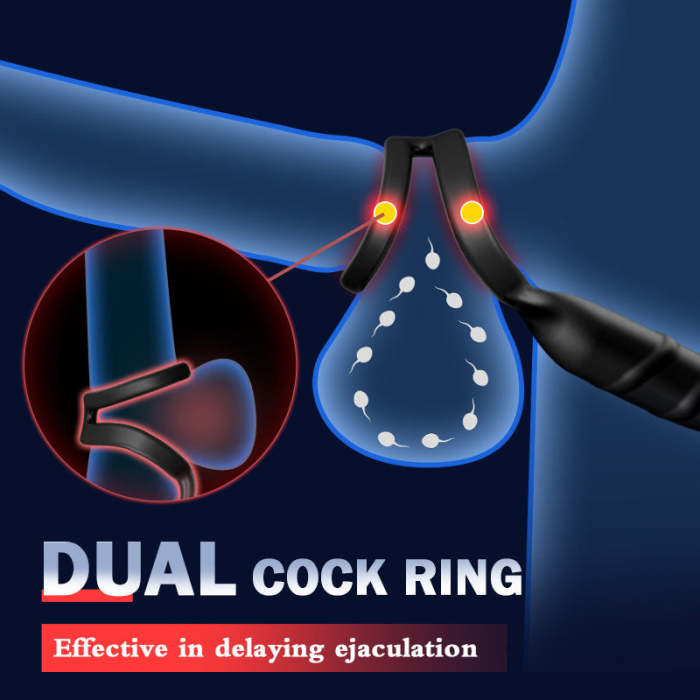 2 In 1 8 Thrusting 8 Vibration Cock Ring Anal Vibrator
