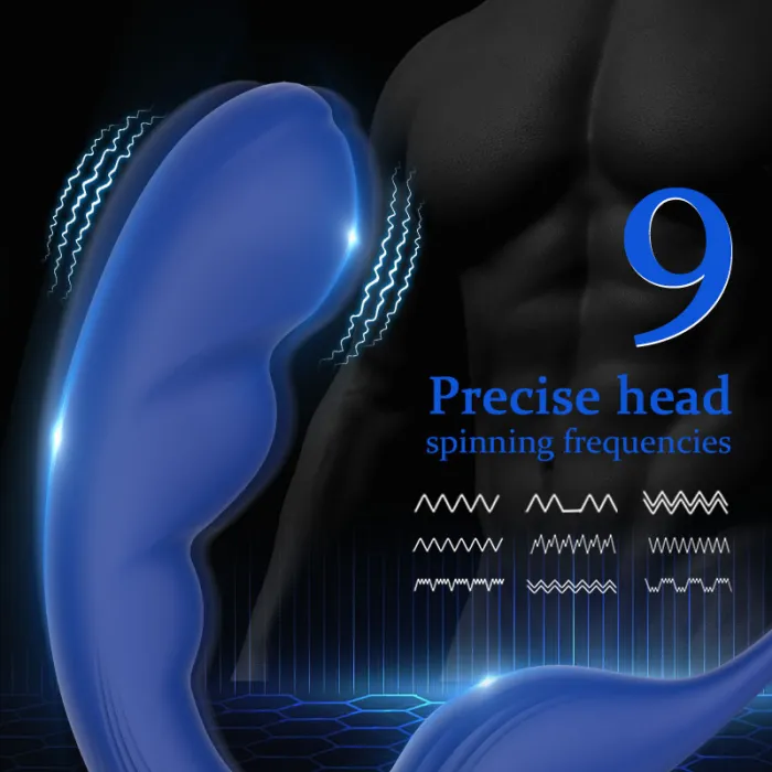 Blue Wing Head Spinning Bead Vibrating Prostate Massager