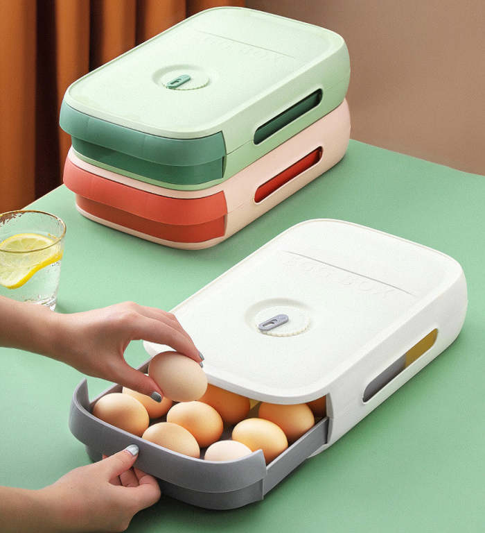 Large Capacity Auto Scrolling Seal Timer Eggs Storage Container