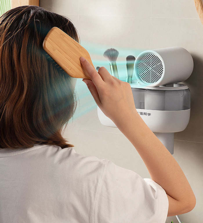 Wall-Mounted Hairdryer Storage Shelf