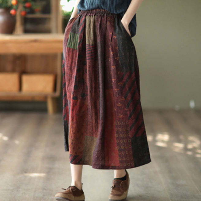 Spring Fried Color High Count Linen Skirt