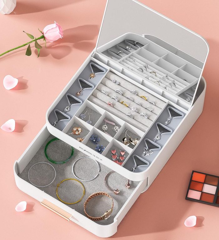 Portable Travel Jewelry Organizer Case With Mirror