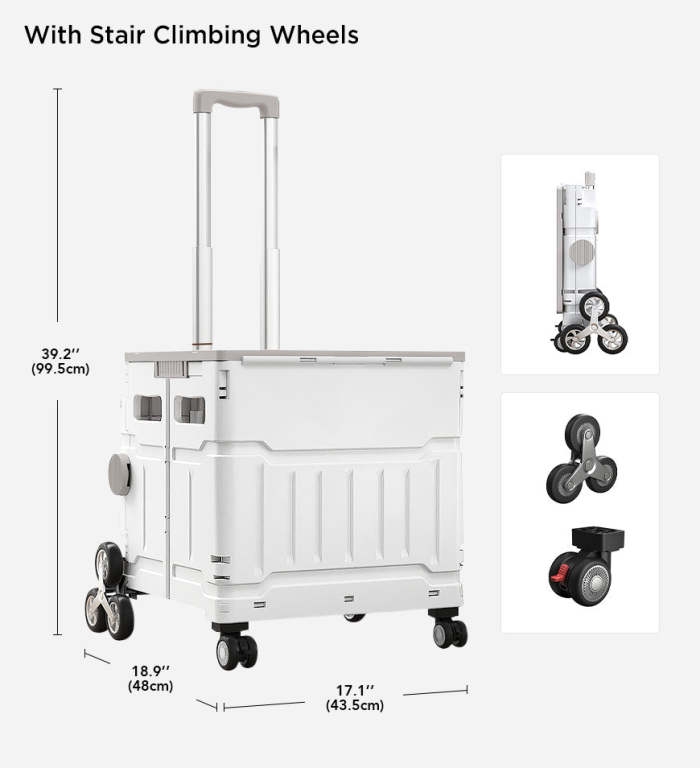 75L Foldable Stair Climbing Shopping Cart For Stair Climber