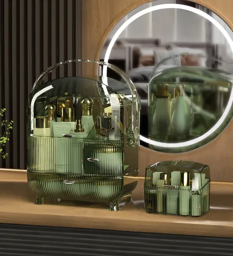 Light Luxury Vintage Green Cosmetic & Lipstick Storage Kit