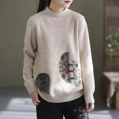 Women'S Winter Core Yarn Print Sweater