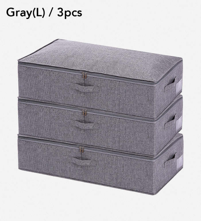 Stackable & Collapsible Linen Fabric Closet Organizer Box With Zipper