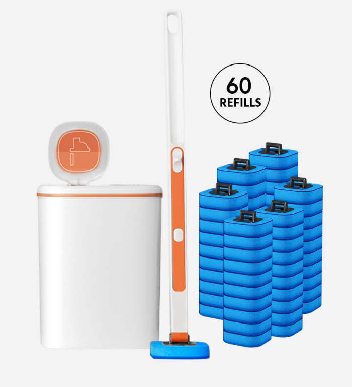 Wall-Mounted Disposable Toilet Brush With Handle Set