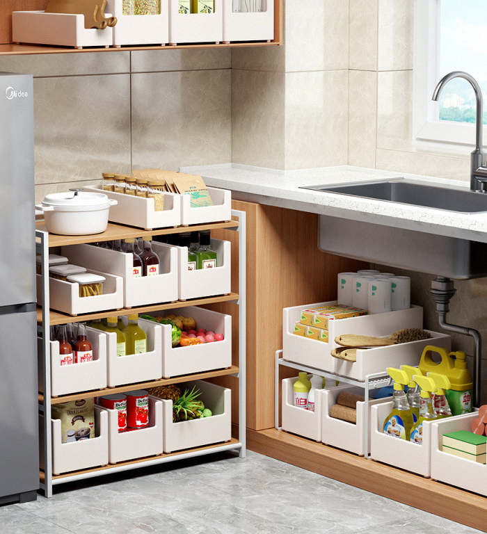 Multifunctional Stackable Kitchen Storage Containers Without Lid