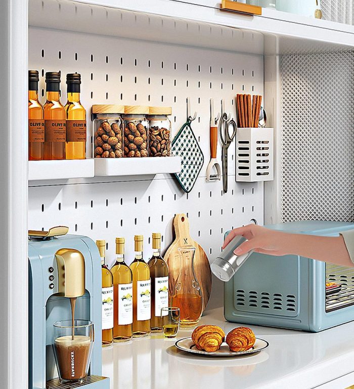 Metal Kitchen Pantry Storage Cabinet With Diy Pegboard Wall