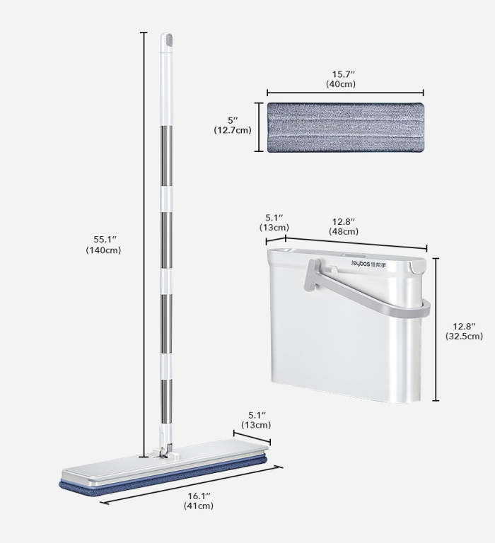 Narrow Horizontal  Flat Floor Mop And Bucket Set With 6 Refills