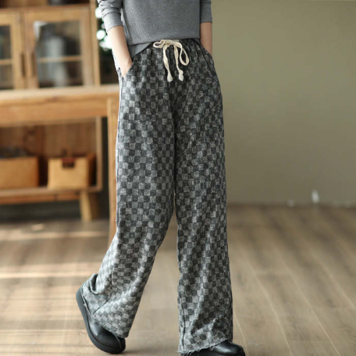 Autumn Lace-Up Elastic Waist Straight-Leg Pants