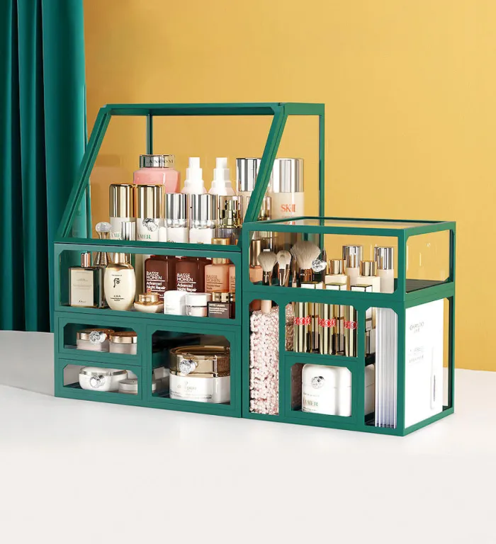 Multifunctional Waterproof And Dustproof Emerald Glass Cosmetic Storage
