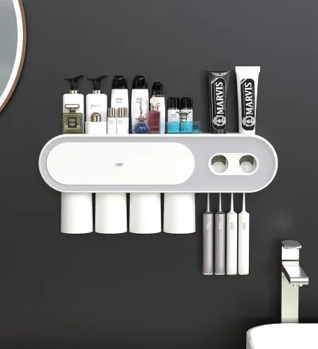 Wall Mounted Toothbrush Holder And Dispenser For Bathroom