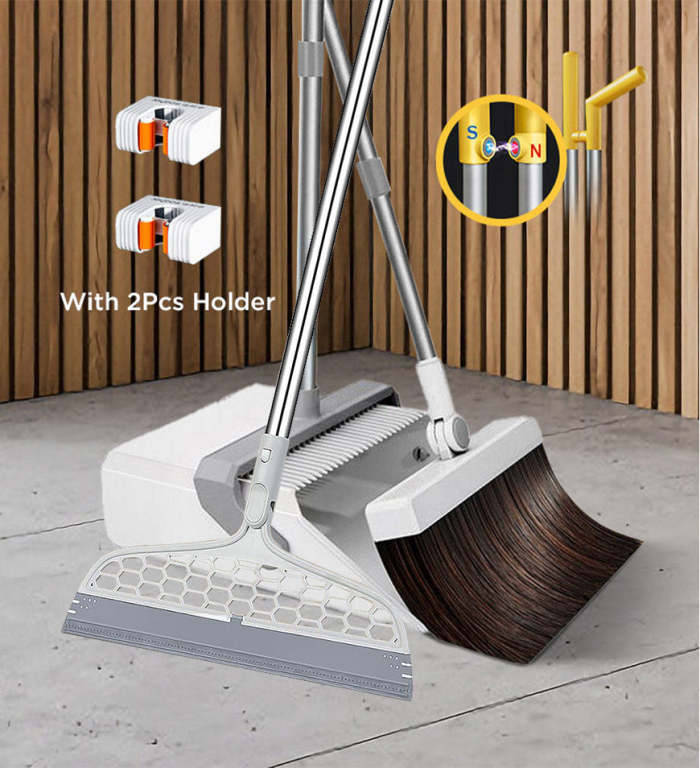 White Home Cleaning Kit Broom With Adjustable Handle