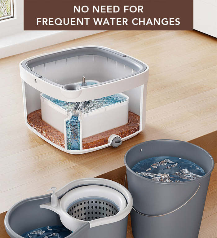 Easy Washing Square Spin Mop & Bucket System With 4 Refills