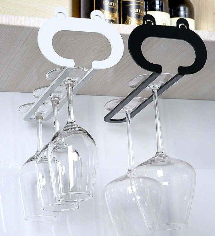 Hanging Wine Glass Rack Under Cabinet