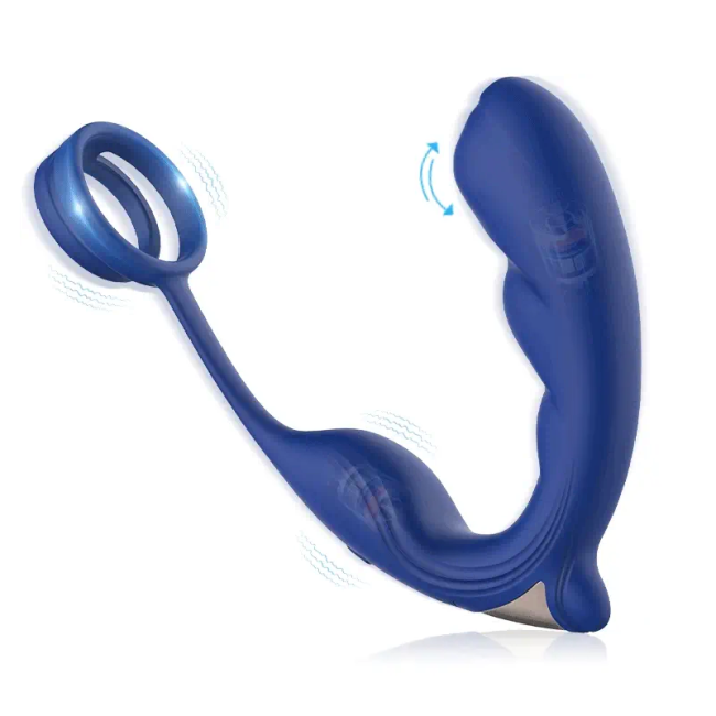 Blue Wing Head Spinning Bead Vibrating Prostate Massager