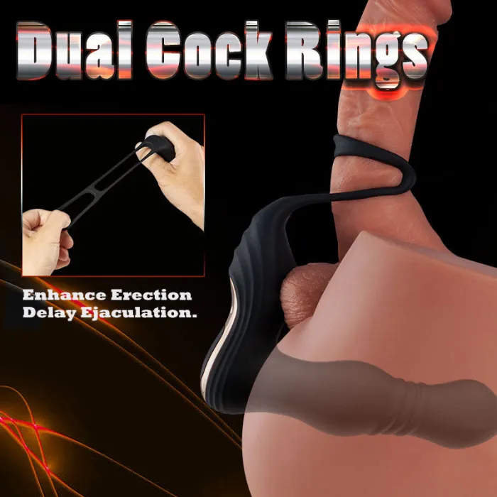 Thor 3 Thrusting 10 Vibrating Dual Cock Rings Prostate Massager