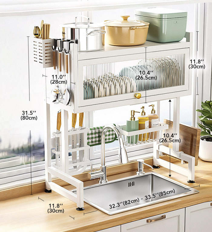 Dish Rack Over The Sink With Cutlery Drainer