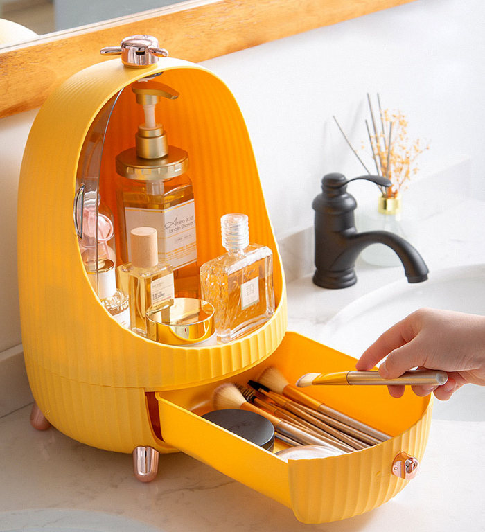 Yellow Egg Shape Cosmetic Organizer Box
