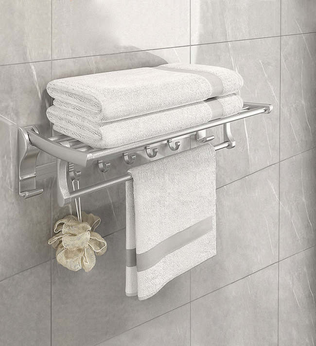 Punch-Free Aluminum Bathroom Towel Rack