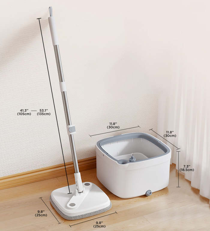 Easy Washing Square Spin Mop & Bucket System With 4 Refills