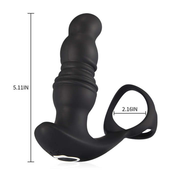 2 In 1 3 Thrusting 7 Vibrations Anal Massager With Cock Ring
