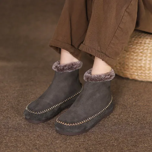 Winter Women'S Retro Fur Soft Sole Boots